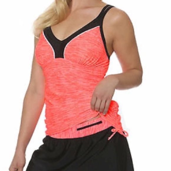 Medium Gerry 2 Piece Tankini Top & Swim Skirt Short V-Neck Swimsuit Coral NEW - Picture 12 of 15